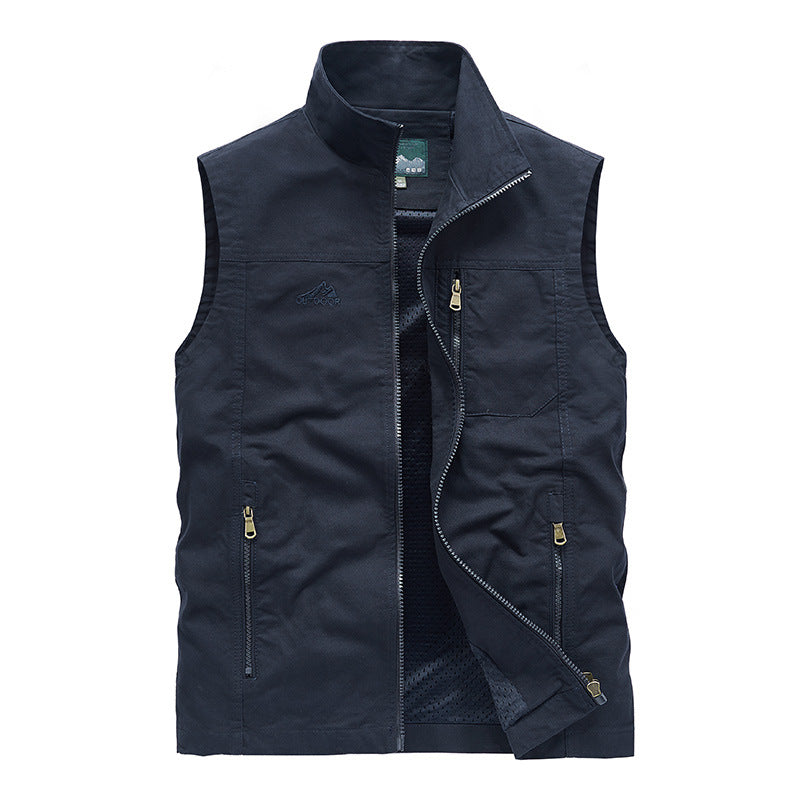Herren Ärmellose leichte Canvas-Utility-Weste mit atmungsaktivem Mesh-Futter, windabweisender Front und mehreren Reißverschlusstaschen Nord Taschen