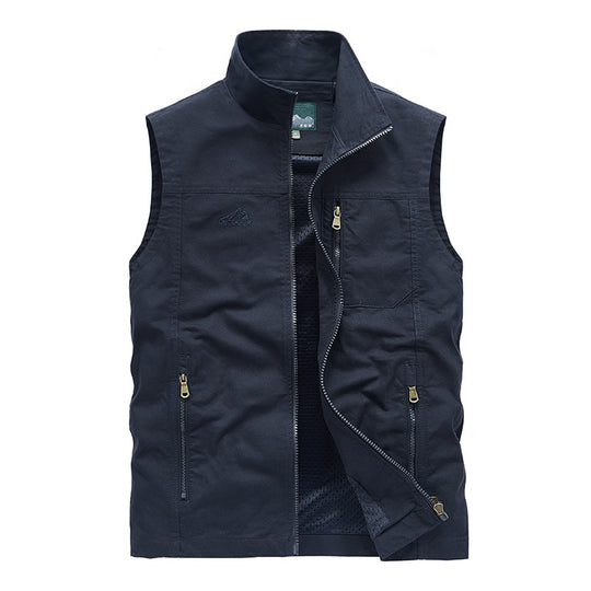 Herren Ärmellose leichte Canvas-Utility-Weste mit atmungsaktivem Mesh-Futter, windabweisender Front und mehreren Reißverschlusstaschen Nord Taschen