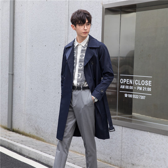 Herren Trenchcoat mit Doppelreiher und tailliertem Schnitt Nord Taschen