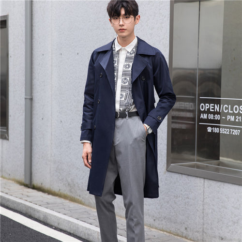 Herren Trenchcoat mit Doppelreiher und tailliertem Schnitt Nord Taschen