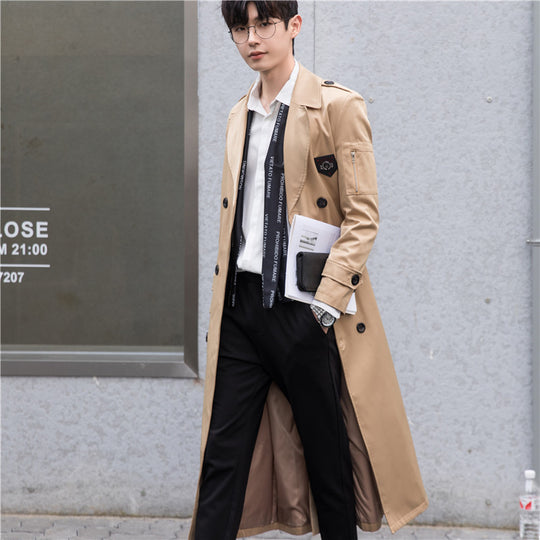 Herren Lange taillierte Trenchcoat-Jacke mit Reißärmeltasche, Wind- und Wasserabweisend Nord Taschen