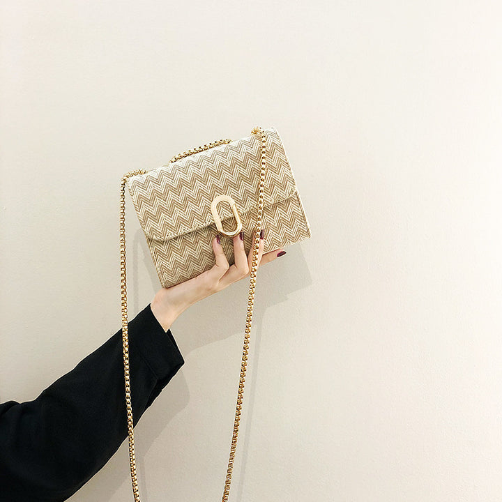 Damen Umhängetasche mit elegantem Zickzack-Muster und goldfarbener Schnalle Nord Taschen