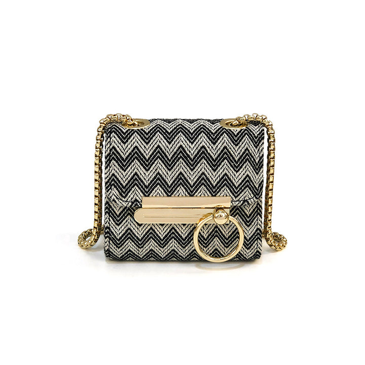 Damen Umhängetasche mit elegantem Wellenmuster und glänzendem Kettenriemen Nord Taschen