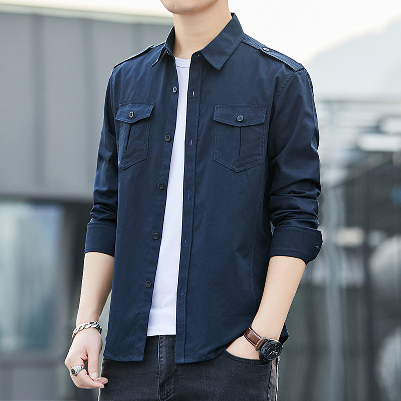 Herren Leichtes Military-inspiriertes Overshirt mit Epauletten und Brustpattentaschen Nord Taschen