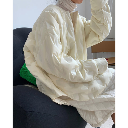 Damen Oversize-Steppjacke ohne Kragen mit Rundhalsausschnitt und leichter Wattierung Nord Taschen