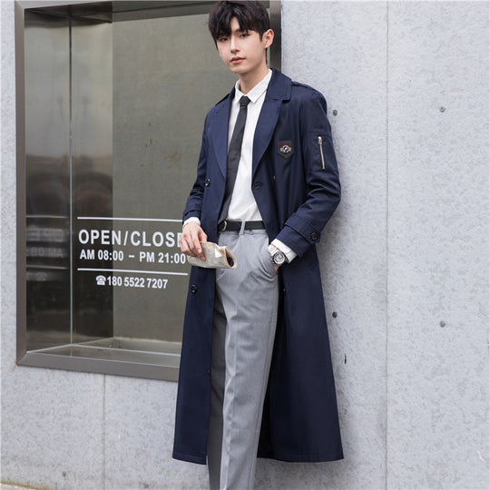 Herren Lange taillierte Trenchcoat-Jacke mit Reißärmeltasche, Wind- und Wasserabweisend Nord Taschen
