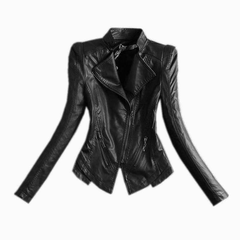Nord Taschen | Damen Slim Fit PU-Lederjacke mit Reißverschlussnähten