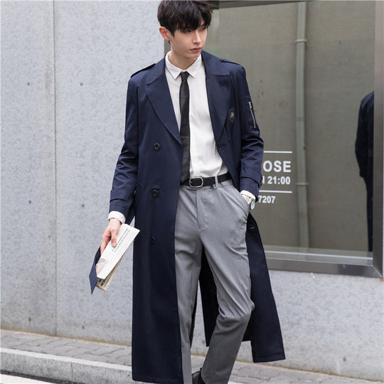 Herren Lange taillierte Trenchcoat-Jacke mit Reißärmeltasche, Wind- und Wasserabweisend Nord Taschen