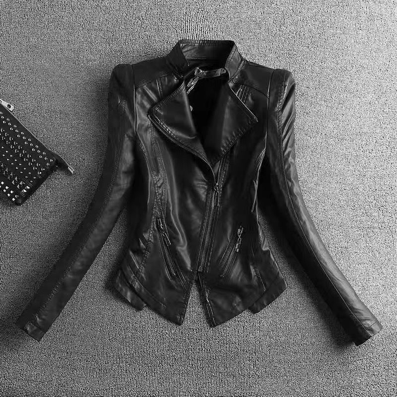 Nord Taschen | Damen Slim Fit PU-Lederjacke mit Reißverschlussnähten