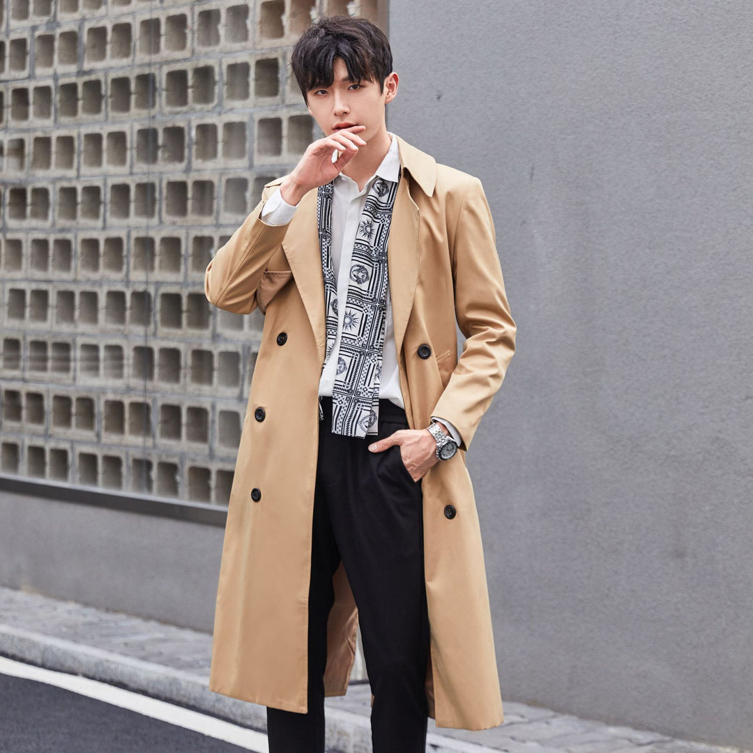 Herren Leichter Trenchcoat mit Doppelreiher, tailliertem Schnitt und windabweisender Oberfläche Nord Taschen