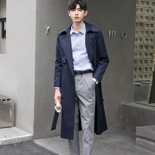 Herren Leichter Trenchcoat mit Doppelreiher, tailliertem Schnitt und windabweisender Oberfläche Nord Taschen