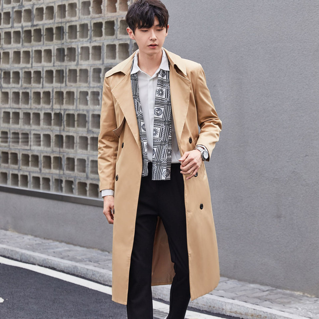Herren Leichter Trenchcoat mit Doppelreiher, tailliertem Schnitt und windabweisender Oberfläche Nord Taschen