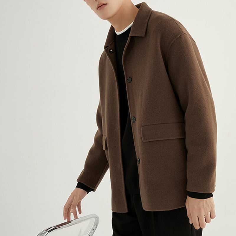 Herren Oversize Woll‑Mischjacke mit Hemdkragen und aufgesetzten Taschen Nord Taschen