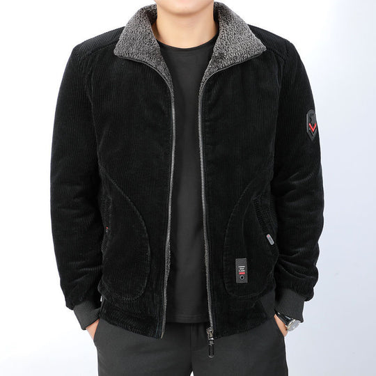 Herren Bequeme Cordjacke mit Fleece-Kragen Nord Taschen