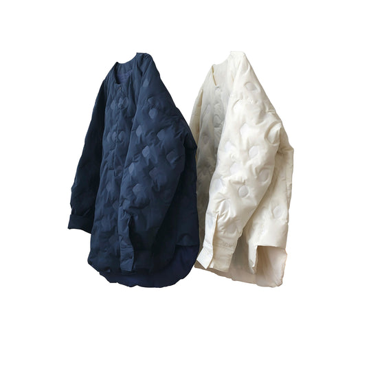 Damen Oversize-Steppjacke ohne Kragen mit Rundhalsausschnitt und leichter Wattierung Nord Taschen