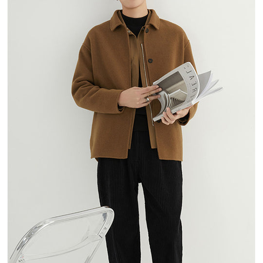 Herren Oversize Woll‑Mischjacke mit Hemdkragen und aufgesetzten Taschen Nord Taschen