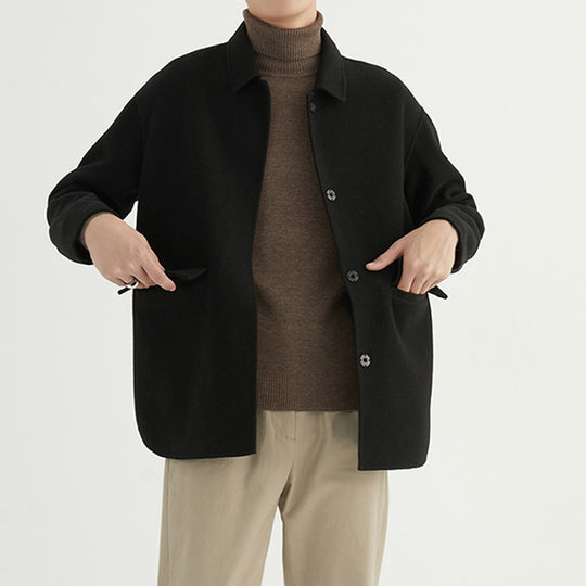 Herren Oversize Woll‑Mischjacke mit Hemdkragen und aufgesetzten Taschen Nord Taschen