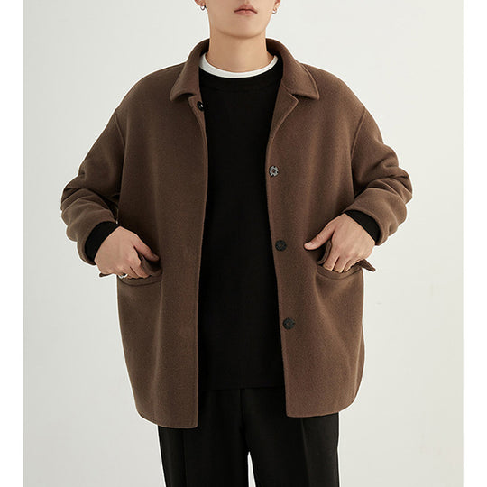 Herren Oversize Woll‑Mischjacke mit Hemdkragen und aufgesetzten Taschen Nord Taschen