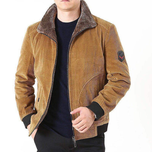 Herren Bequeme Cordjacke mit Fleece-Kragen Nord Taschen