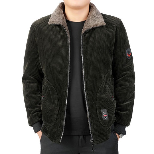 Herren Bequeme Cordjacke mit Fleece-Kragen Nord Taschen