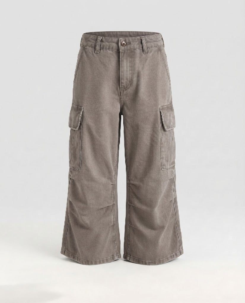Damen Cargo-Culotte mit weitem Bein, tief sitzendem Bund und aufgesetzten Taschen Nord Taschen