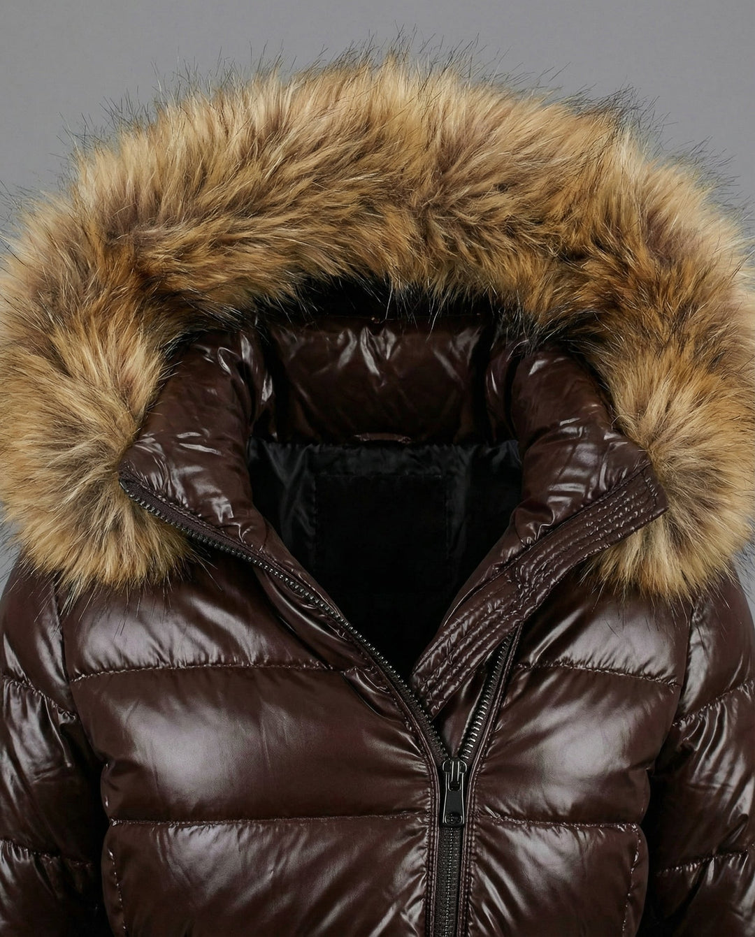 Damen Steppjacke Kunstfellkragen