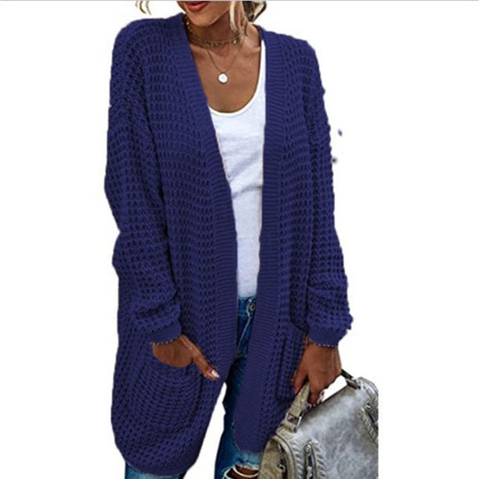 Damen Grobstrick-Cardigan mit lässiger Passform und tiefen Taschen Nord Taschen