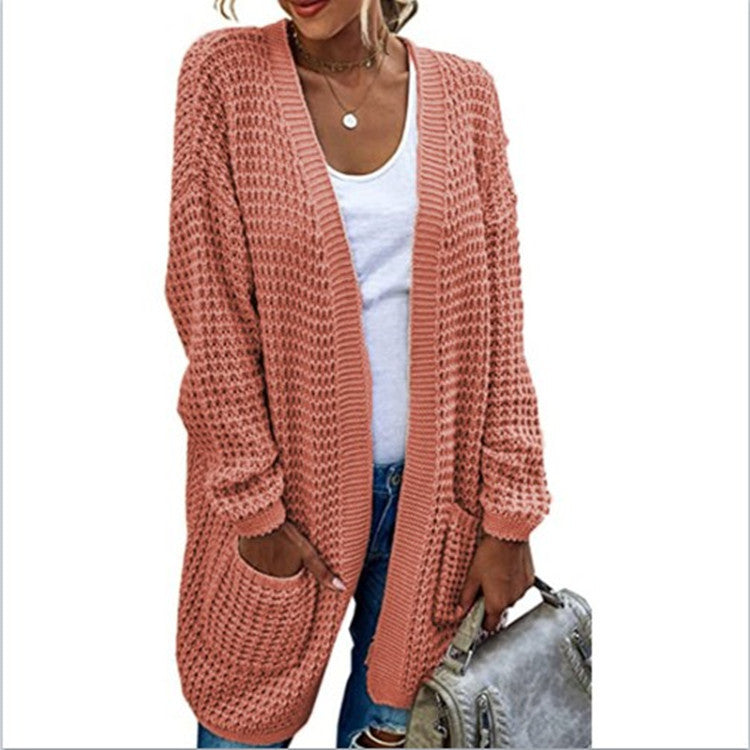 Damen Grobstrick-Cardigan mit lässiger Passform und tiefen Taschen Nord Taschen