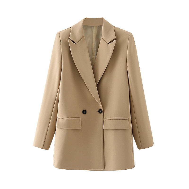 Damen Langer Oversize-Blazer mit markantem Revers, Pattentaschen und leichter Schulterpolsterung Nord Taschen