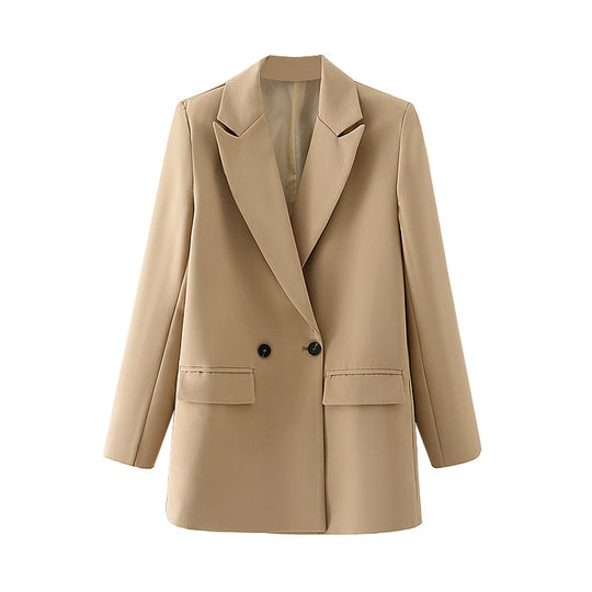 Damen Langer Oversize-Blazer mit markantem Revers, Pattentaschen und leichter Schulterpolsterung Nord Taschen