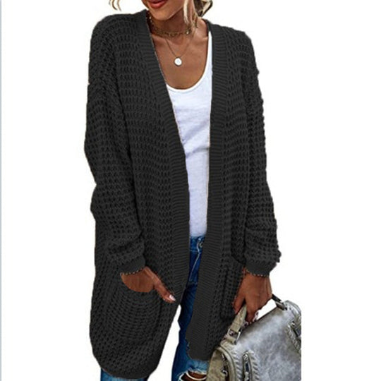 Damen Grobstrick-Cardigan mit lässiger Passform und tiefen Taschen Nord Taschen