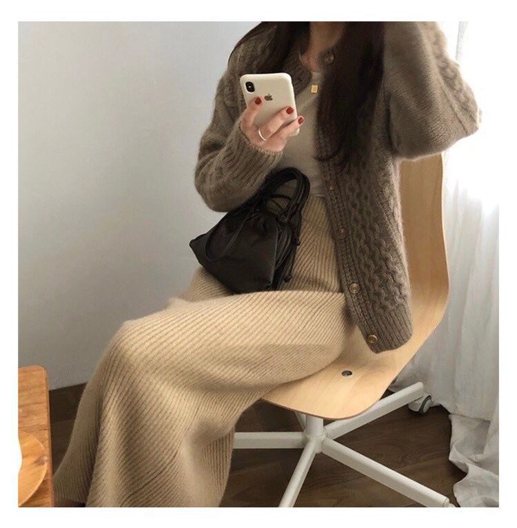 Damen Kuscheliger Zopfmuster-Cardigan aus Mohair‑Optik mit geripptem Saum und dekorativen Knöpfen Nord Taschen