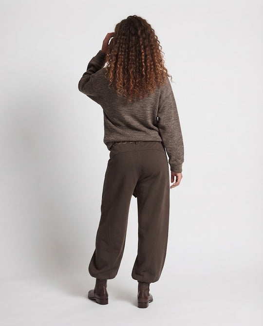 Damen Loungewear-Set Oversize Strukturpullover mit Schalkragen und weite Bundfaltenhose mit Bindegürtel Nord Taschen