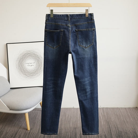 Herren schmal geschnittene Stretch-Jeans mit Used‑Waschung und Fünf‑Taschen‑Schnitt Nord Taschen