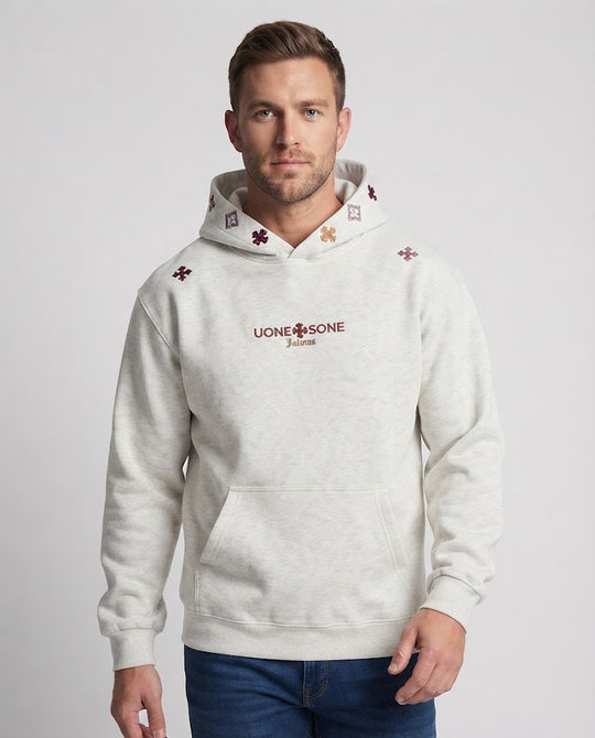 Herren Kapuzenpullover mit feiner Stickerei, relaxed Fit und Kängurutasche Nord Taschen