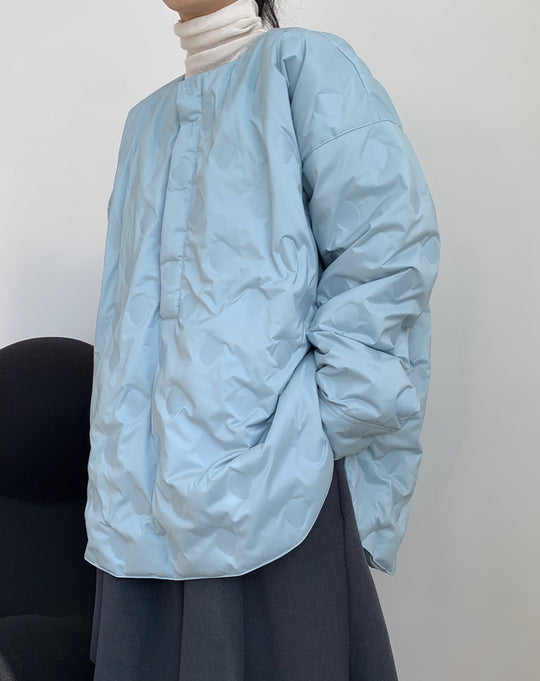 Damen Oversize-Steppjacke ohne Kragen mit Rundhalsausschnitt und leichter Wattierung Nord Taschen