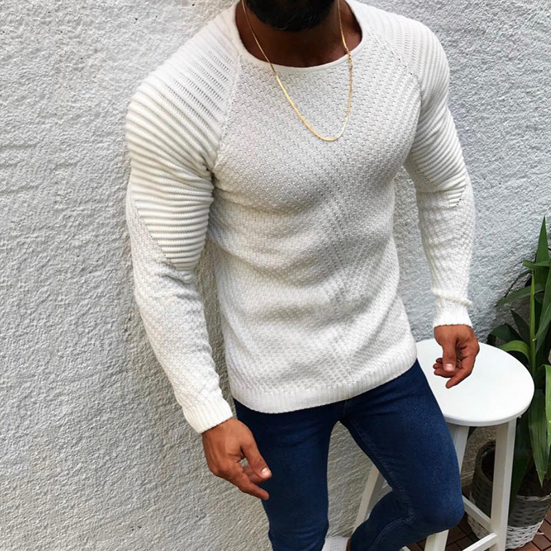 Herren strukturierter Slim-Fit Raglanpullover aus feinem Rippen- und Waffelstrick Nord Taschen