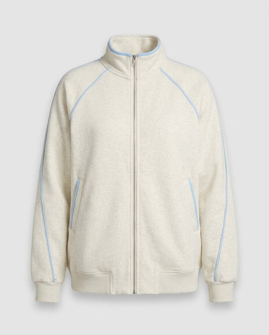 Damen Oversize-Zipjacke mit Stehkragen und Kontrastpaspel Nord Taschen