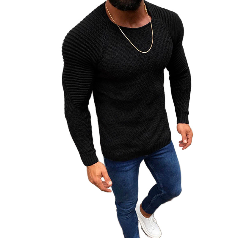Herren strukturierter Slim-Fit Raglanpullover aus feinem Rippen- und Waffelstrick Nord Taschen