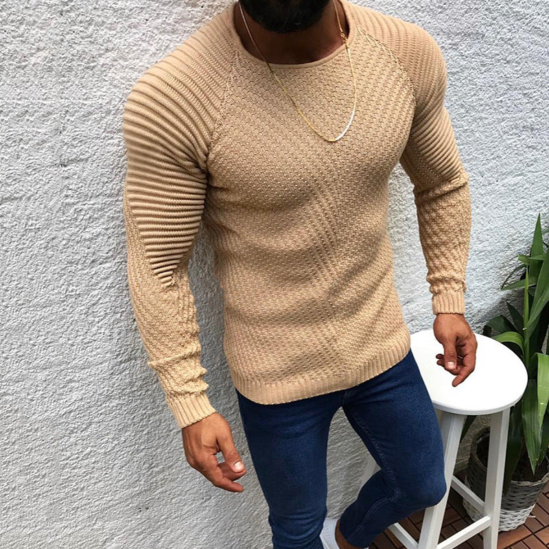 Herren strukturierter Slim-Fit Raglanpullover aus feinem Rippen- und Waffelstrick Nord Taschen
