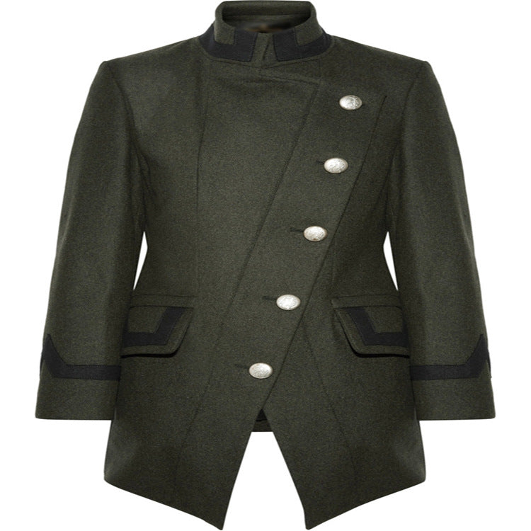 Damen Taillierter Militärmantel im A‑Linien‑Schnitt mit asymmetrischer Knopfreihe Nord Taschen