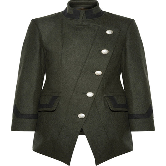 Damen Taillierter Militärmantel im A‑Linien‑Schnitt mit asymmetrischer Knopfreihe Nord Taschen