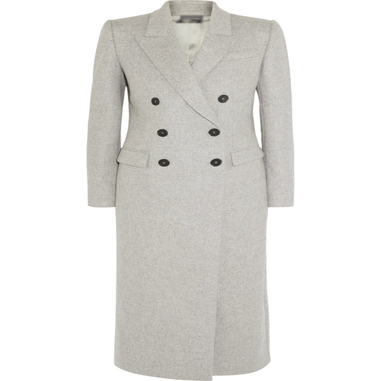 Damen Doppelreihiger Taillierter Wollmix‑Longcoat im schlanken Tailoring‑Stil Nord Taschen