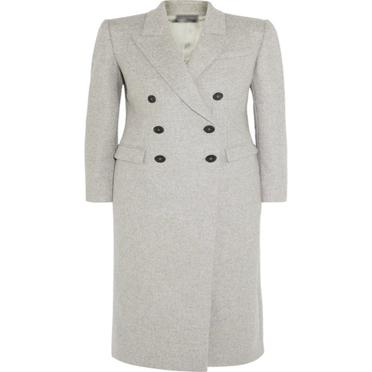 Damen Doppelreihiger Taillierter Wollmix‑Longcoat im schlanken Tailoring‑Stil Nord Taschen