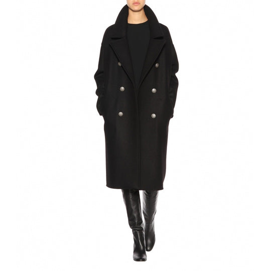 Damen Oversize Zweireihiger Longcoat mit weitem Schalkragen und relaxed Tailoring Nord Taschen