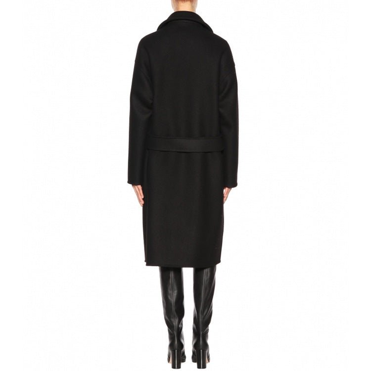 Damen Oversize Zweireihiger Longcoat mit weitem Schalkragen und relaxed Tailoring Nord Taschen