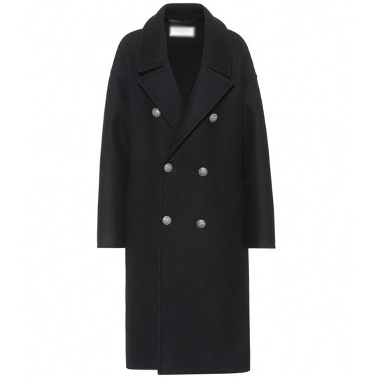Damen Oversize Zweireihiger Longcoat mit weitem Schalkragen und relaxed Tailoring Nord Taschen