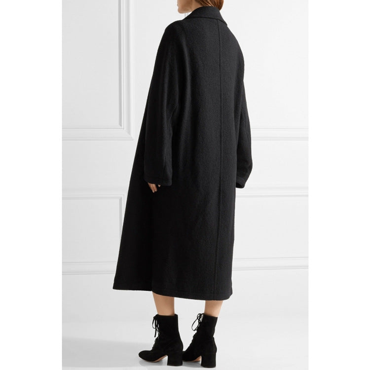 Damen Oversized Einreihiger Wollmix-Longcoat mit fallender Silhouette Nord Taschen