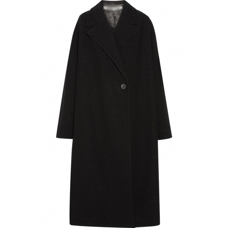 Damen Oversized Einreihiger Wollmix-Longcoat mit fallender Silhouette Nord Taschen