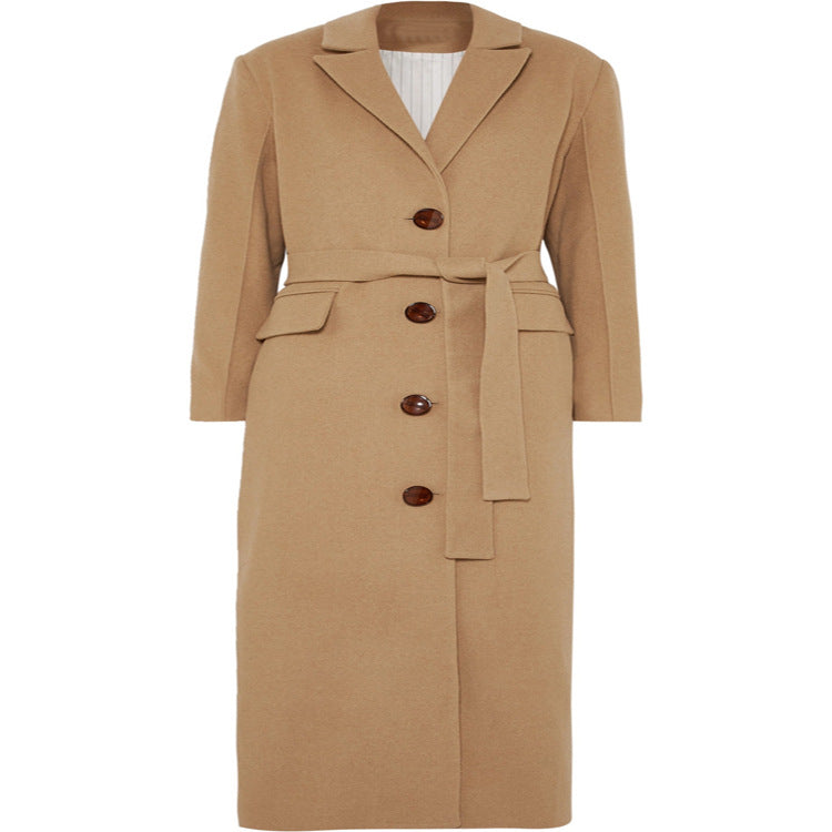 Damen Bodenlanger Einreihiger Wollmix‑Mantel mit seitlichem Gehschlitz und minimalistischer Tailoring‑Optik Nord Taschen